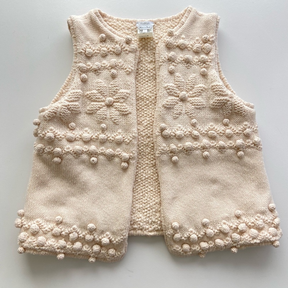 MaxMara Off White Bobble Knit Pattern Sweater Vest